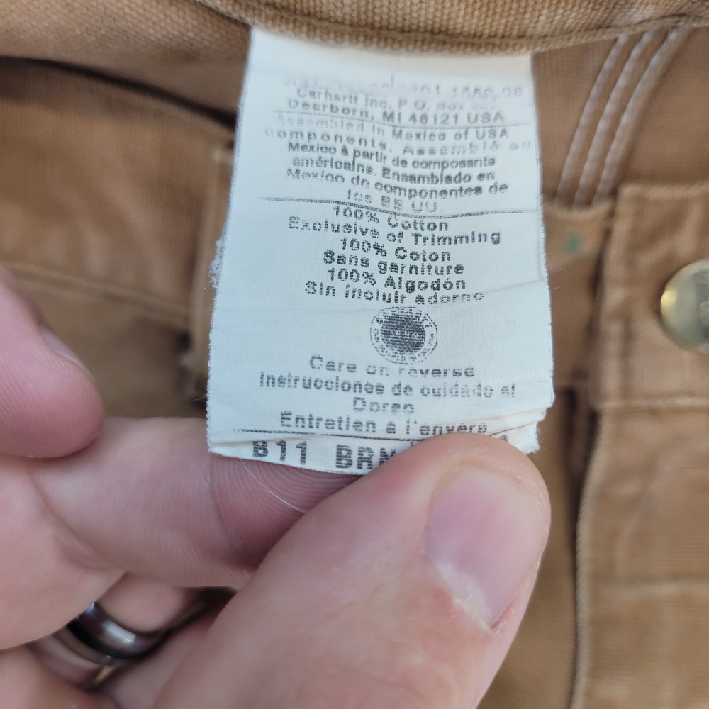 Carhartt Carpenter Pants Mens 50x32 Brown B11 Washed Duck Work Dungaree Utility - Picture 7 of 12